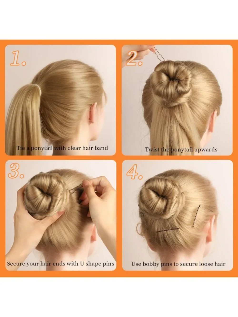 300pcs Bobby Pins & Hair Bands Set - Brown Hair Pins for Buns & Styles